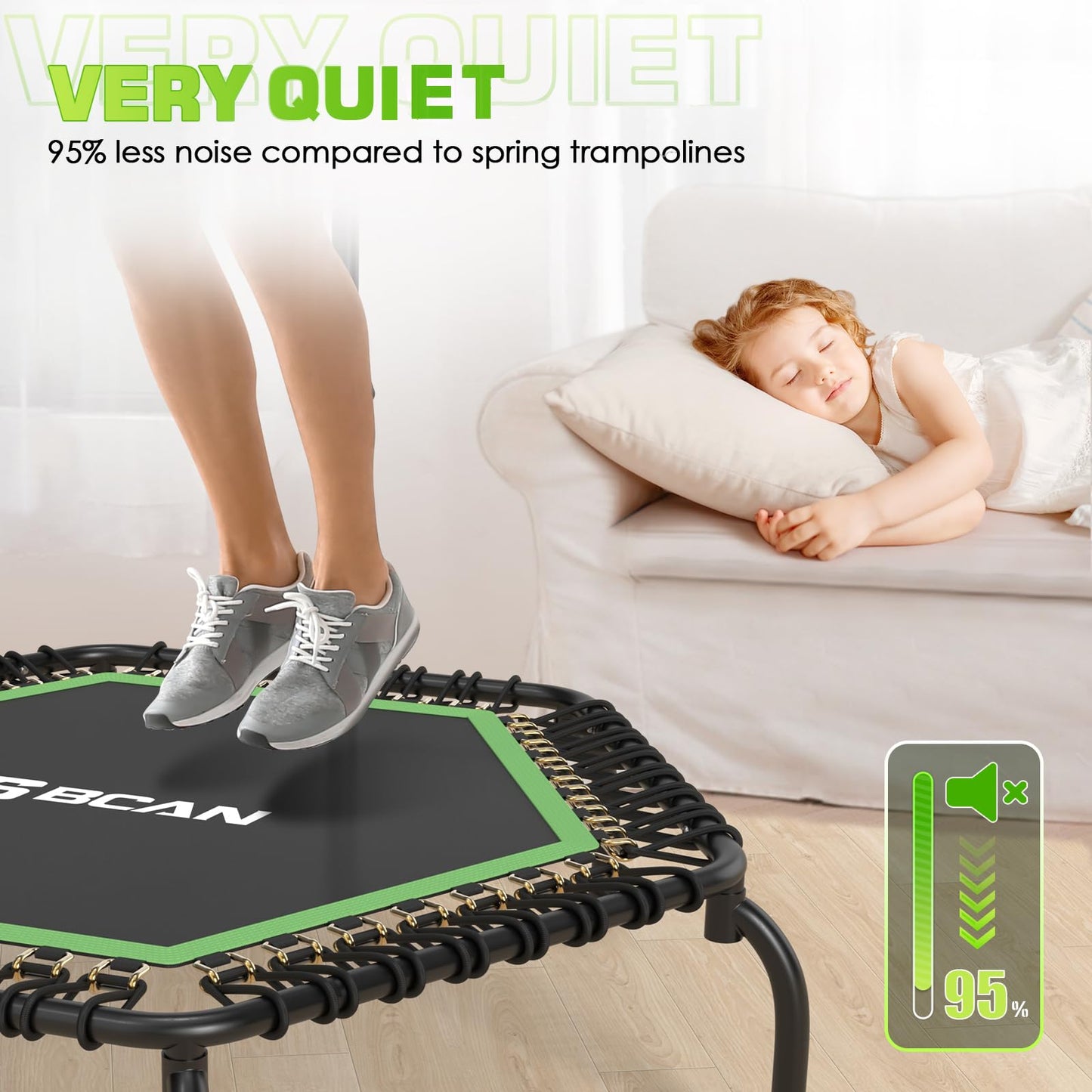 BCAN Mini-Trampolin Ø 123cm 250kg - Fitness Rebounder mit Griff, Indoor/Outdoor