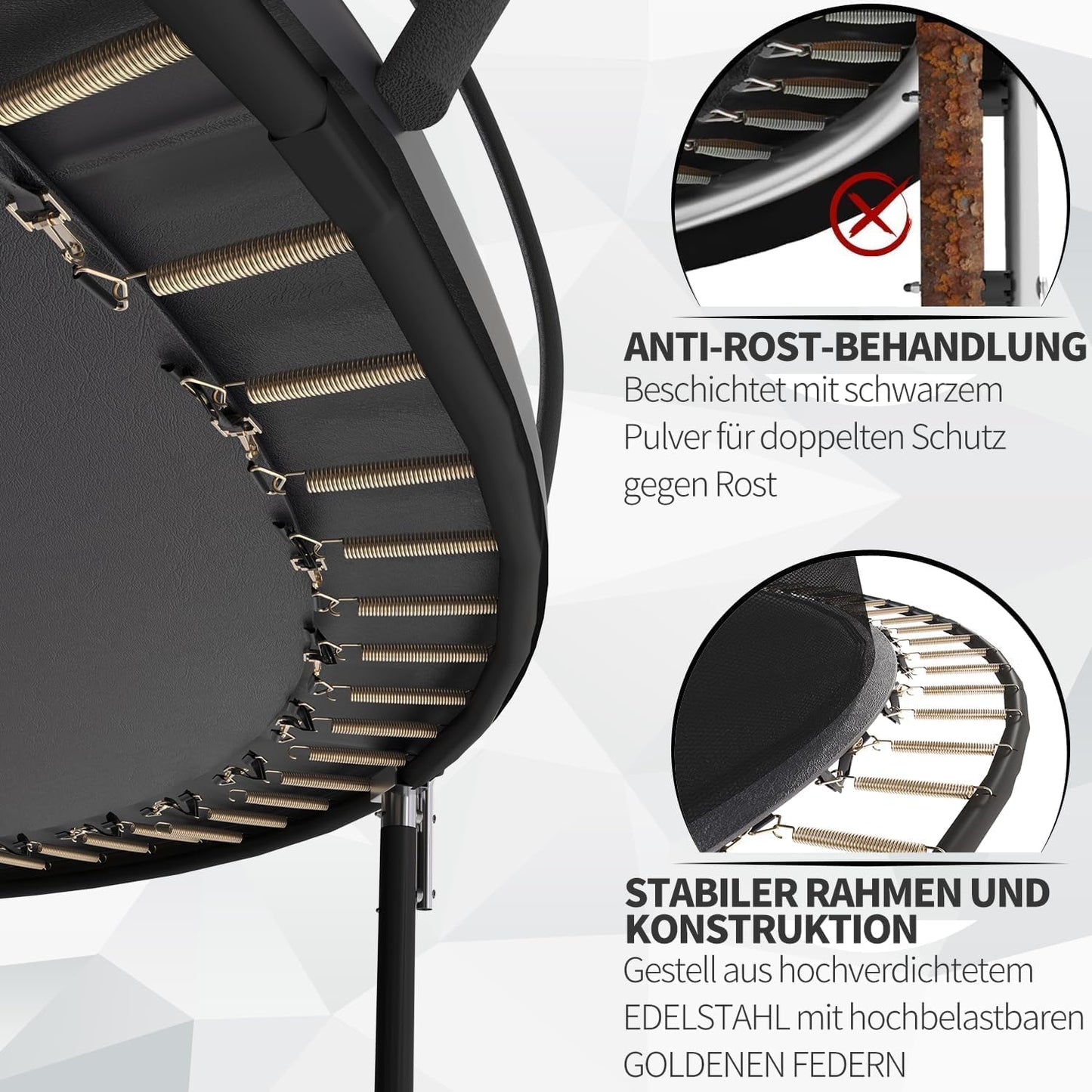 Devoko Gartentrampolin Ø 427cm GS TÜV - Sicherheitsnetz, Leiter, Schuhbeutel