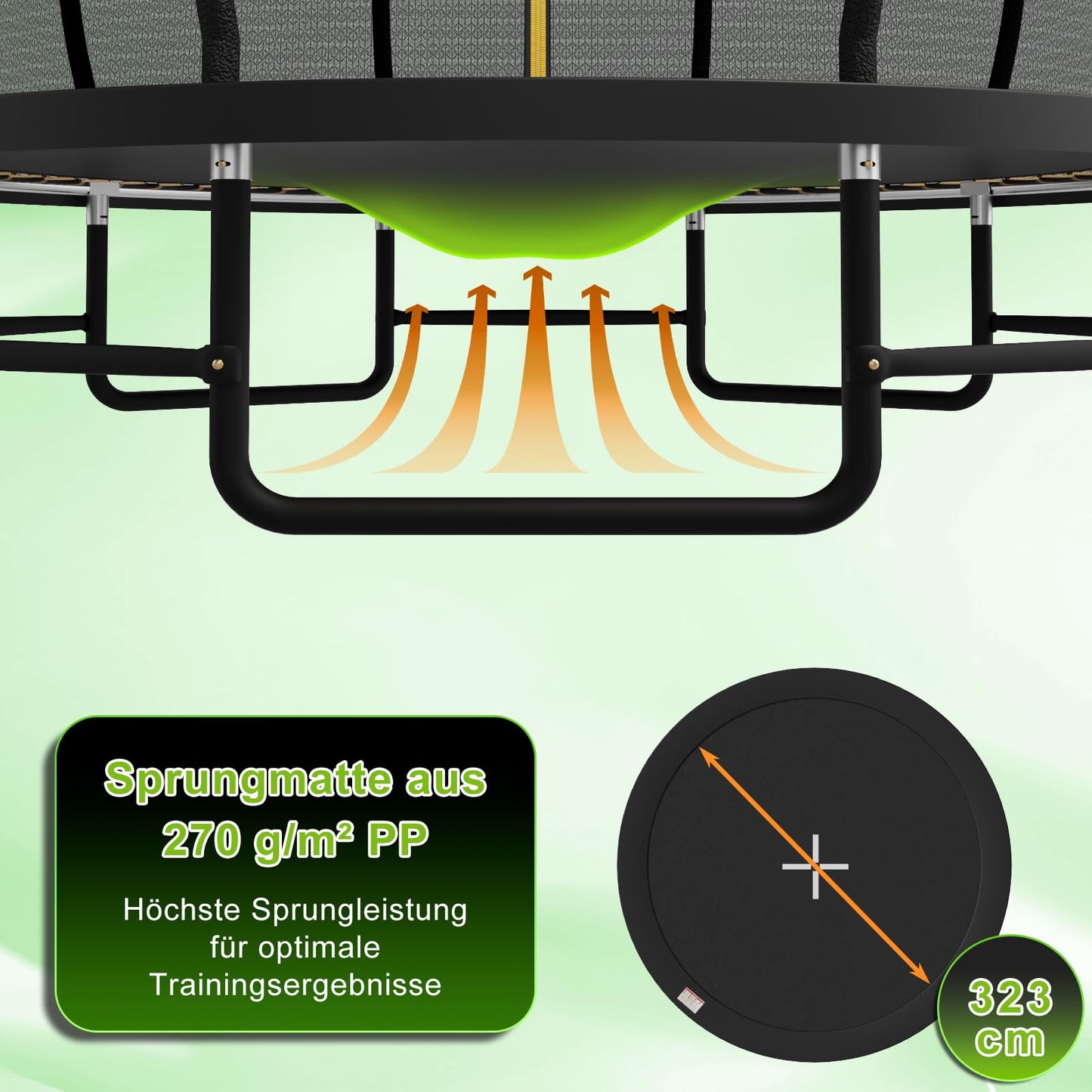Devoko Trampolin Ø 427cm GS TÜV - Verstärkt, stabil, einteilig für Kinder/Erwachsene
