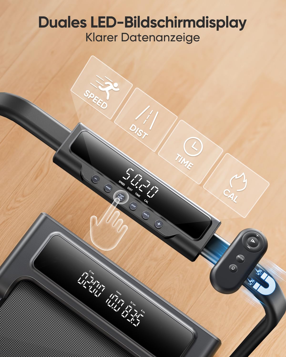 4 IN 1 Laufband mit Steigung 12km/h - Klappbar, 2.5HP, Fernbedienung, App, Schreibtisch