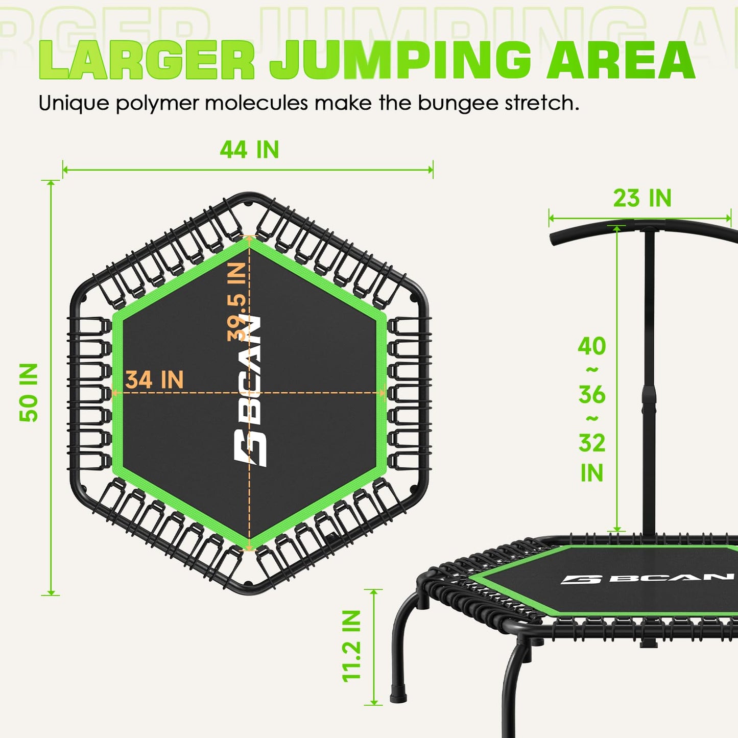BCAN Mini-Trampolin Ø 123cm 250kg - Fitness Rebounder mit Griff, Indoor/Outdoor