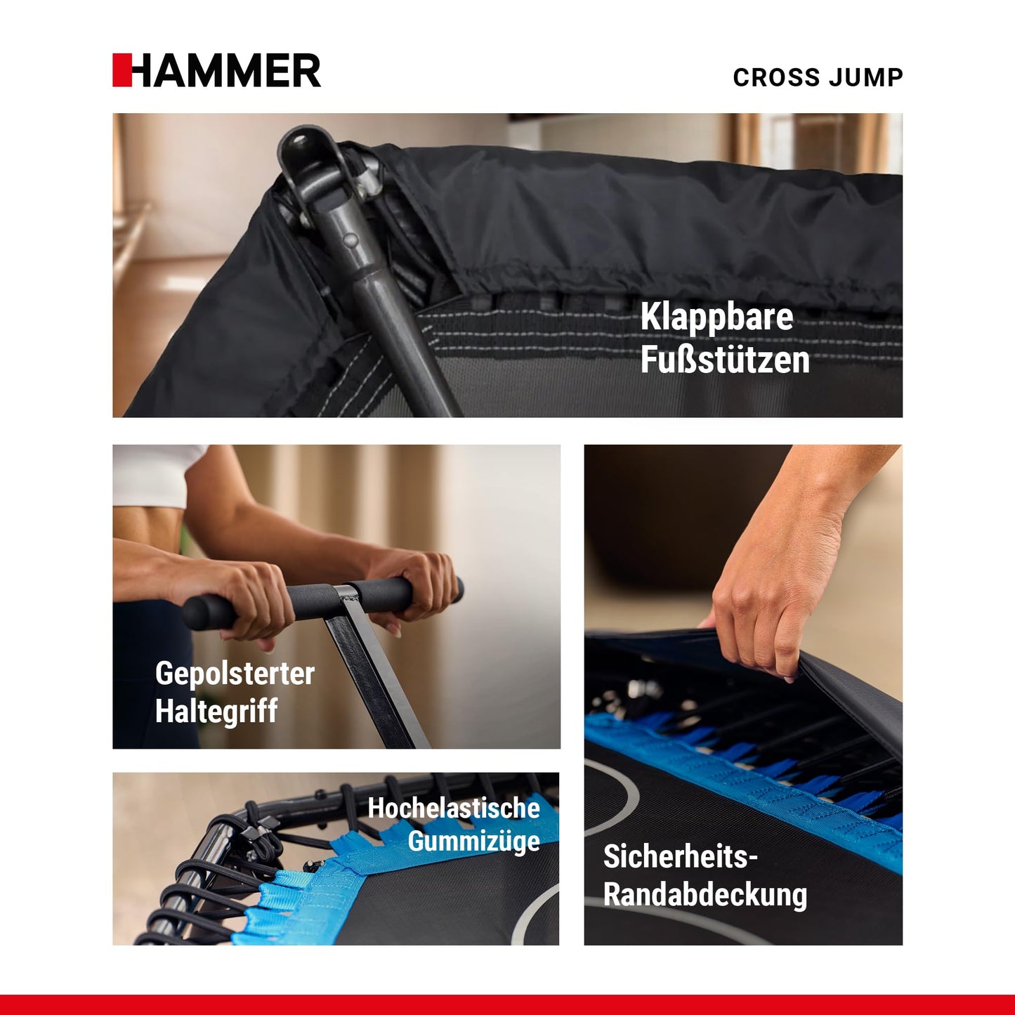 HAMMER Fitness-Trampolin Cross Jump 98cm - Höhenverstellgriff, bis 130kg