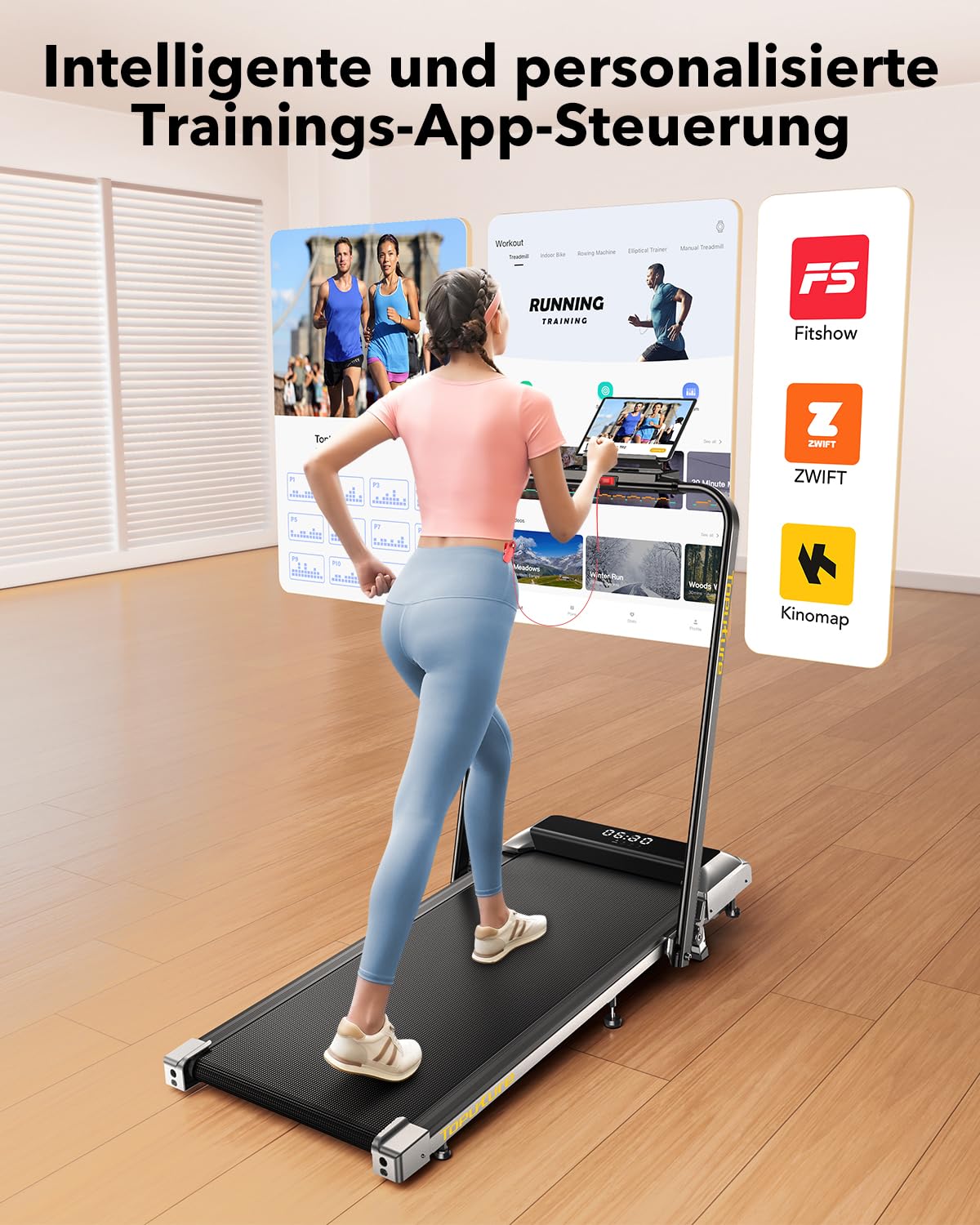 2 in 1 Laufband mit Steigung 12km/h - Klappbar, 2.5HP, Fernbedienung, App, kein Aufbau
