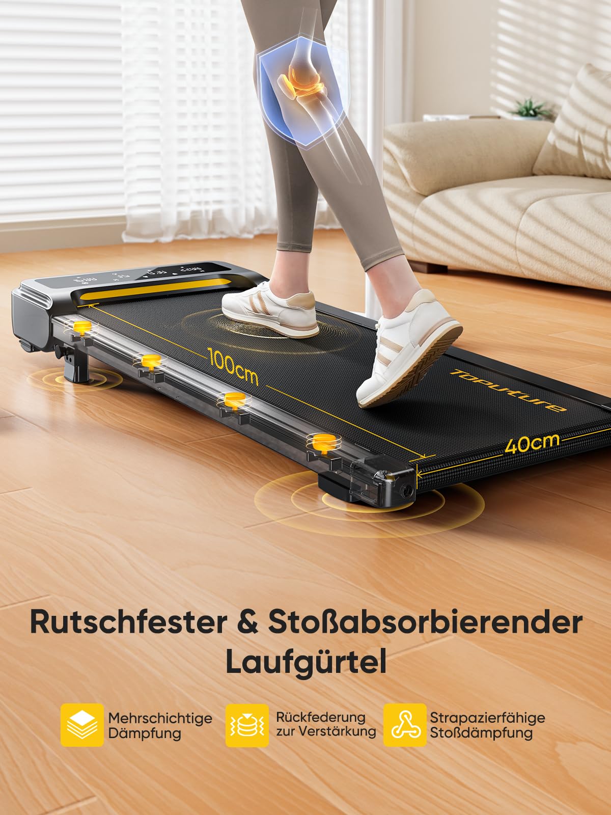 Laufband mit Steigung 1-10 km/h - Elektrisch, 2.5HP, Fernbedienung, App, kein Aufbau