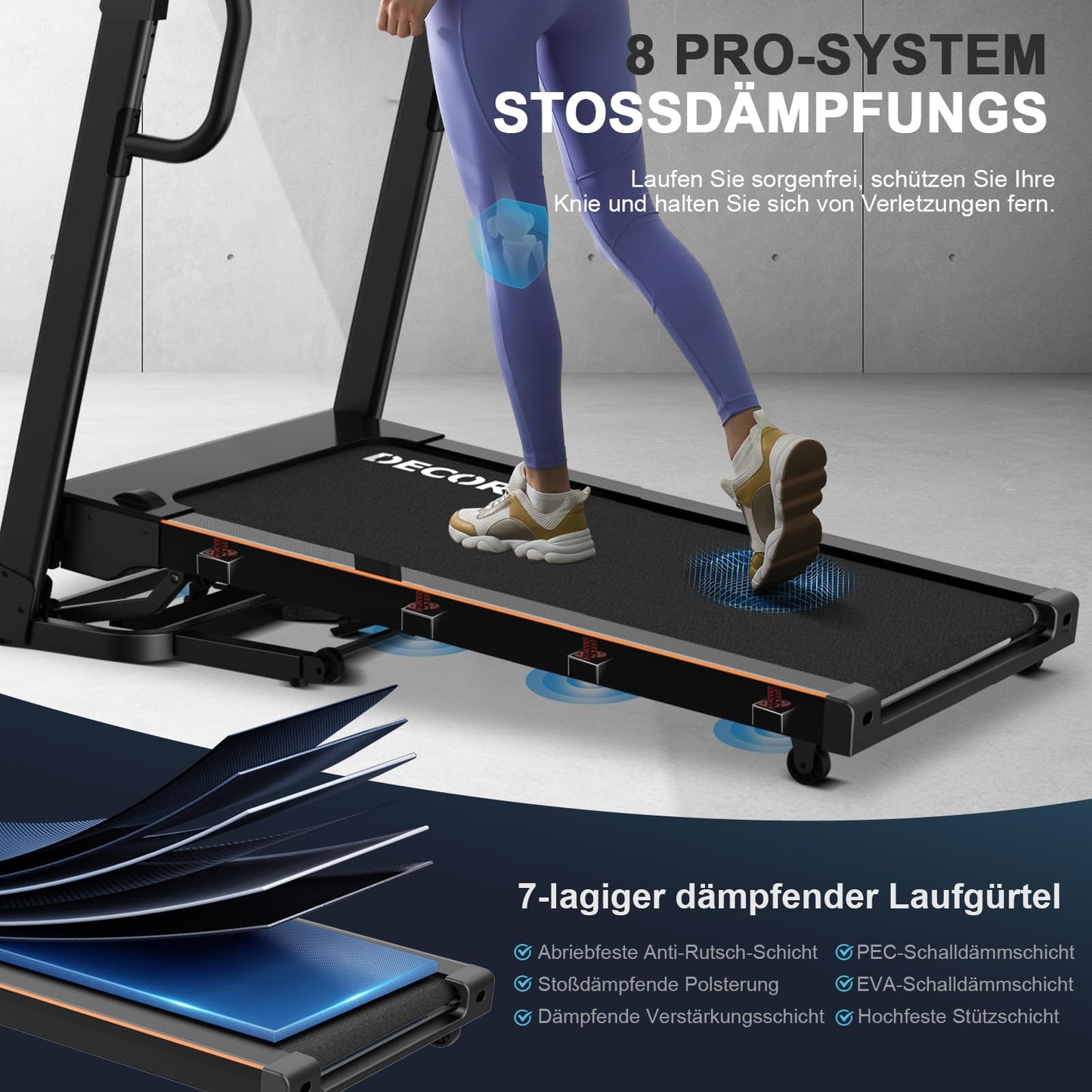 Decorcn Profi Laufband 16 km/h 4.5PS - Klappbar, 20 Stufen, LCD, Bluetooth, bis 150kg
