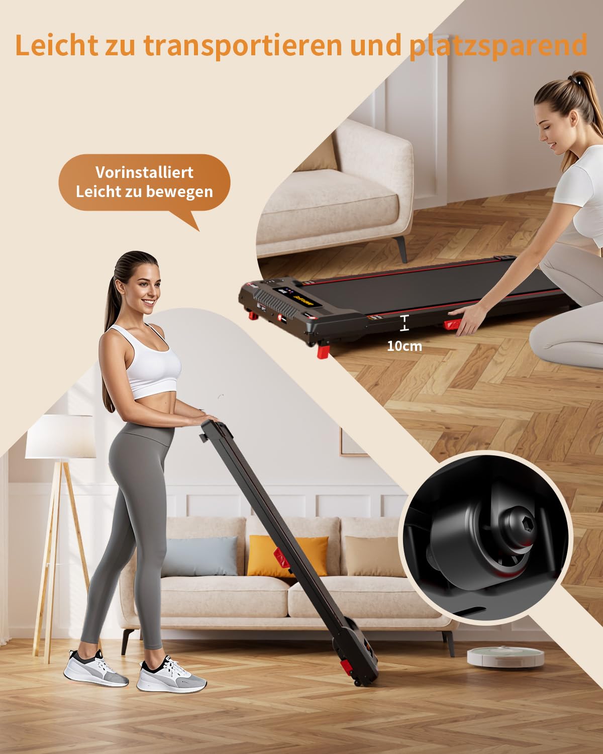 Anylife Laufband mit Steigung - Schreibtisch Walking Pad, kompakt, leise, LED, bis 150kg