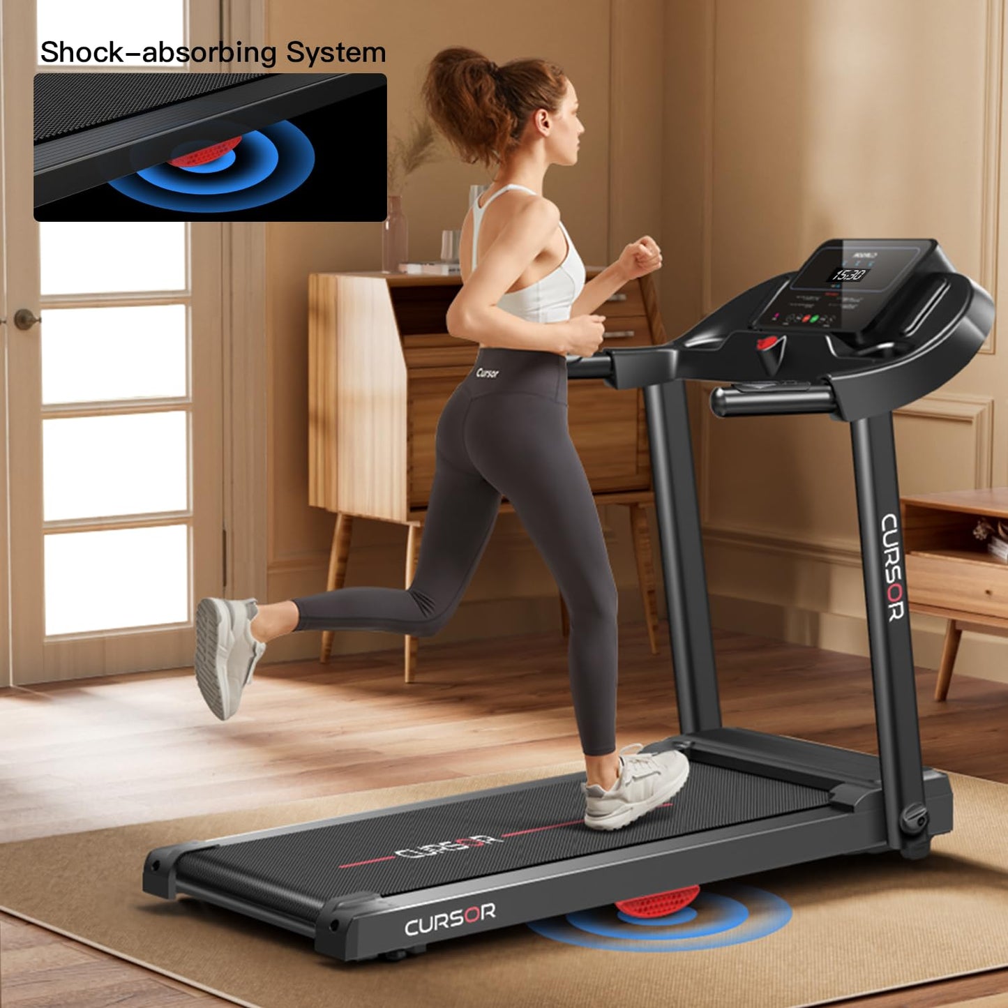 CURSOR FITNESS Laufband 14KM/H Klappbar - Herzfrequenz, APP, 12 Programme, bis 136kg
