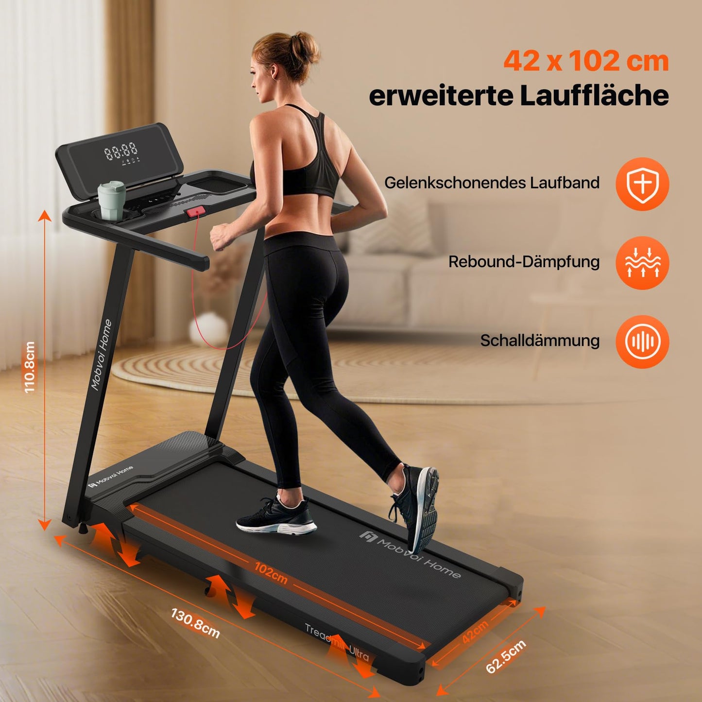 Mobvoi Home Laufband Ultra mit 6% Steigung - 3in1 Gehpad, 2.5PS, 12km/h, bis 120kg