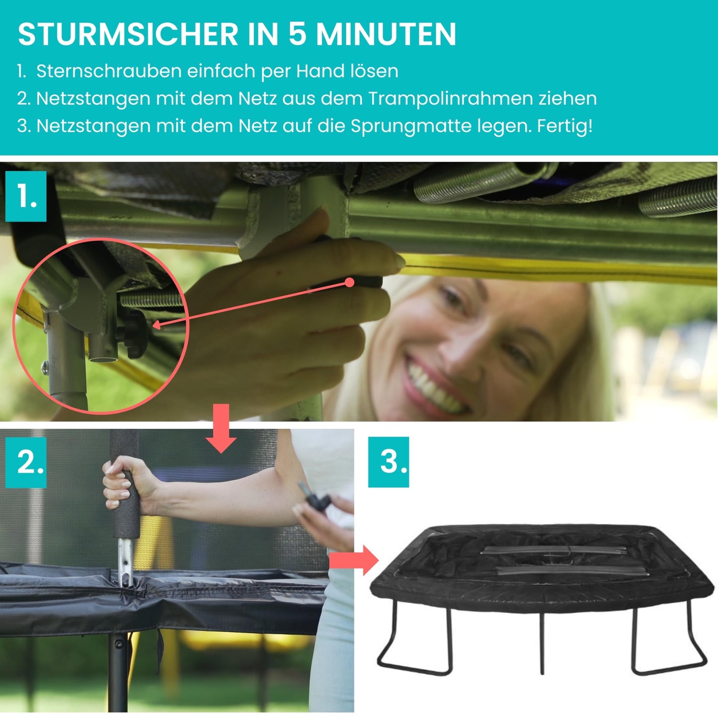 Zero Gravity Oval Trampolin 366x244cm TÜV - Innenliegendes Netz, Komplettset, Leiter