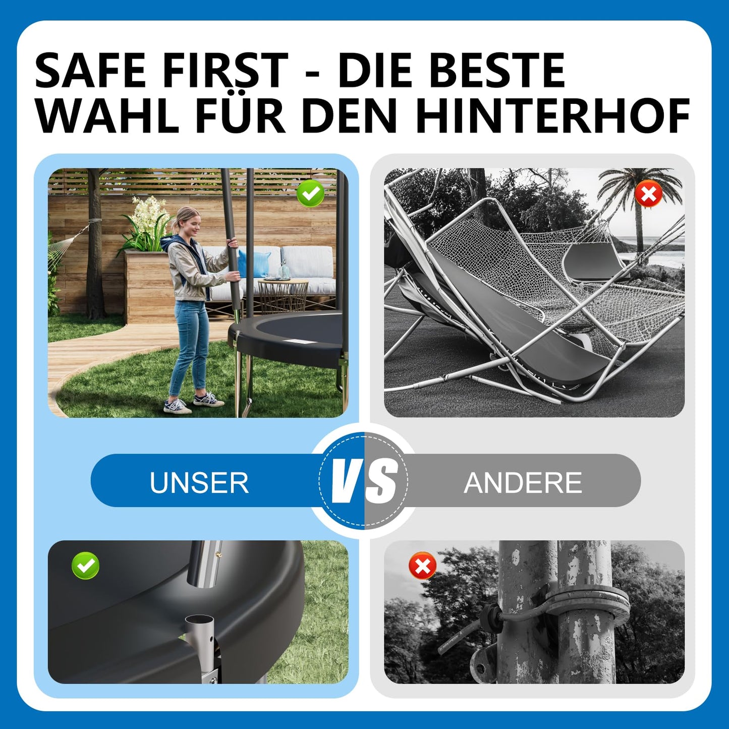 Devoko Trampolin Indoor/Outdoor Ø 427cm GS TÜV - Komplettset mit Netz, Leiter