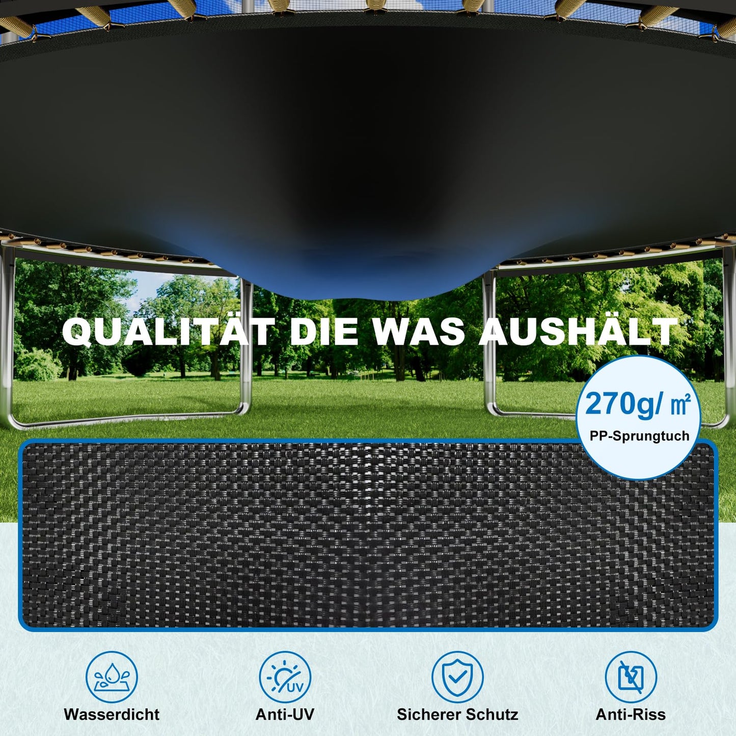 Devoko Trampolin Indoor/Outdoor Ø 427cm GS TÜV - Komplettset mit Netz, Leiter