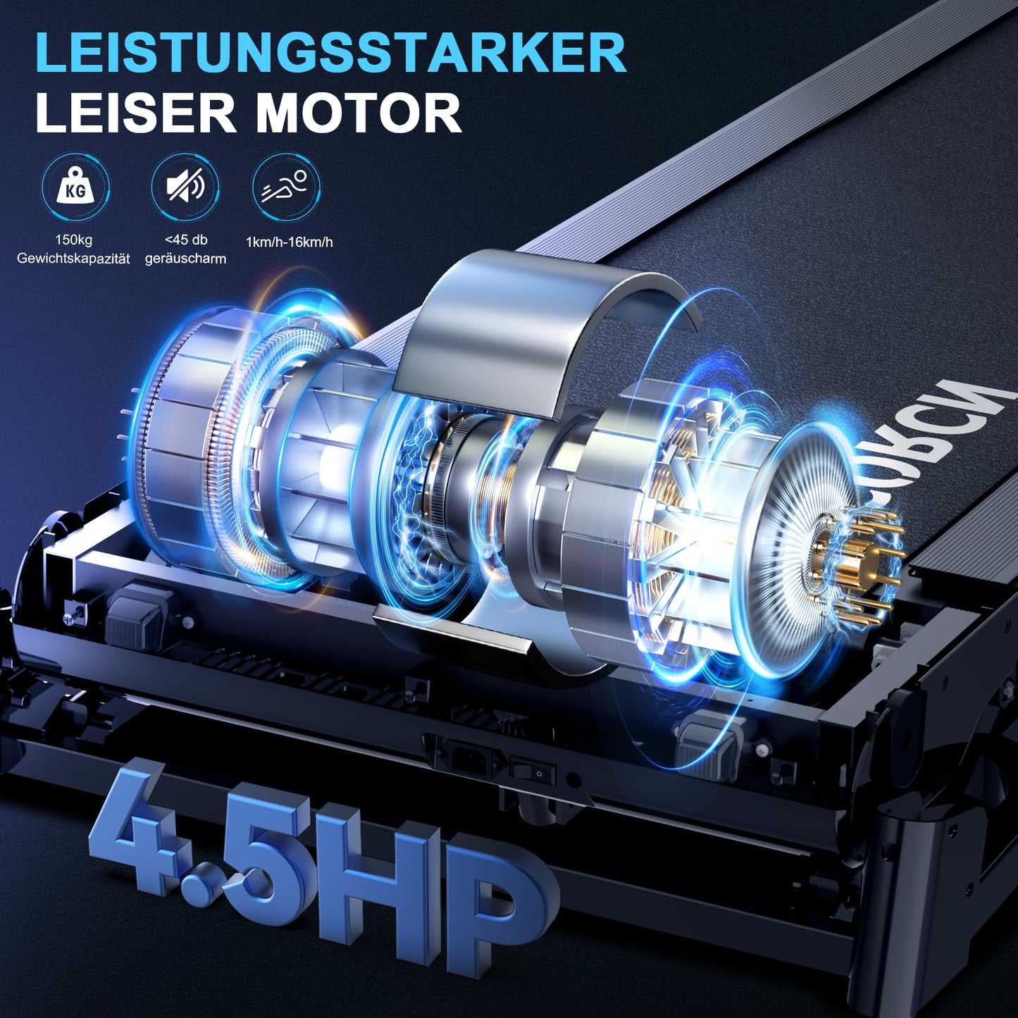 Decorcn Profi Laufband 16 km/h 4.5PS - Klappbar, 20 Stufen, LCD, Bluetooth, bis 150kg