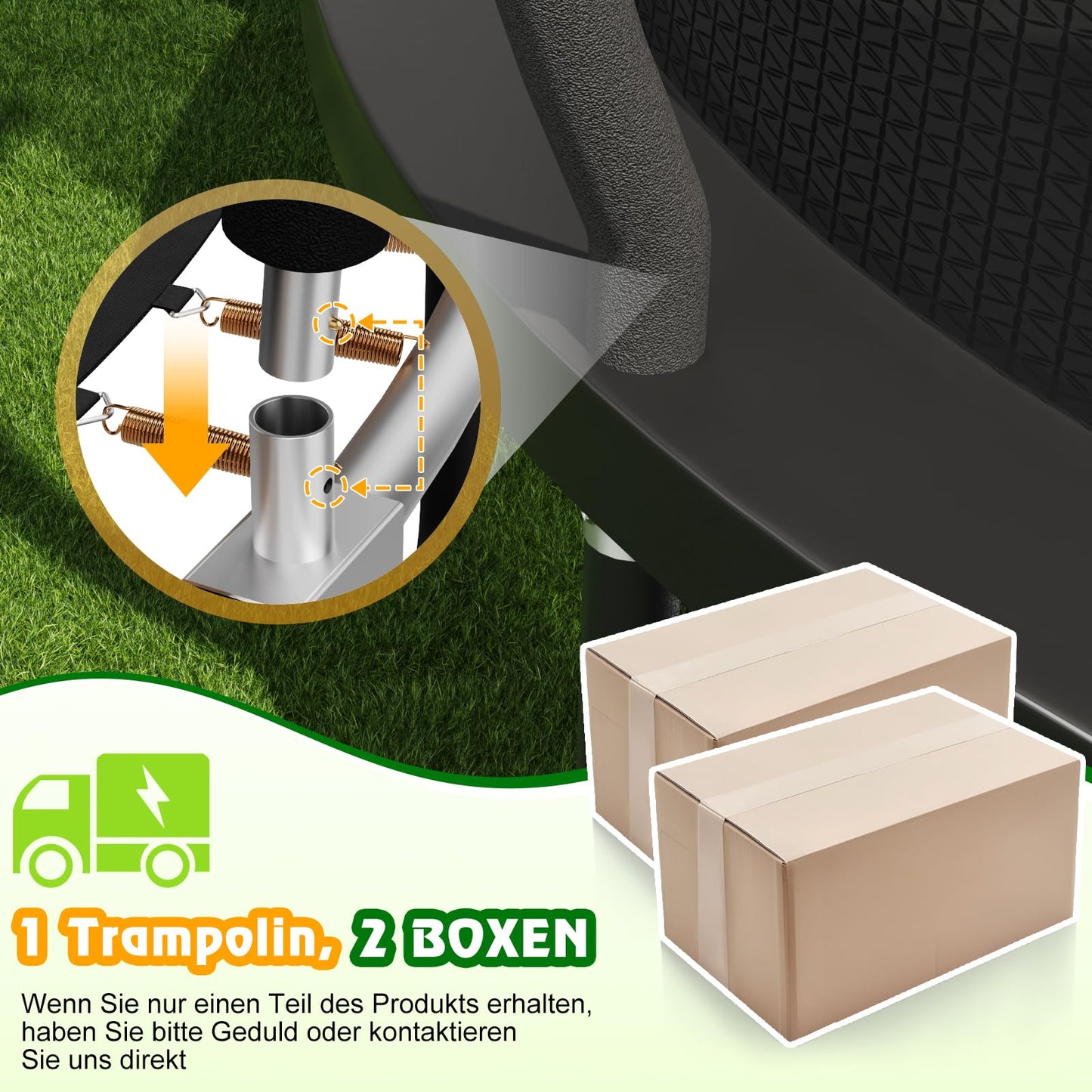 Devoko Gartentrampolin Ø 427cm GS TÜV - Sicherheitsnetz, Leiter, Schuhbeutel