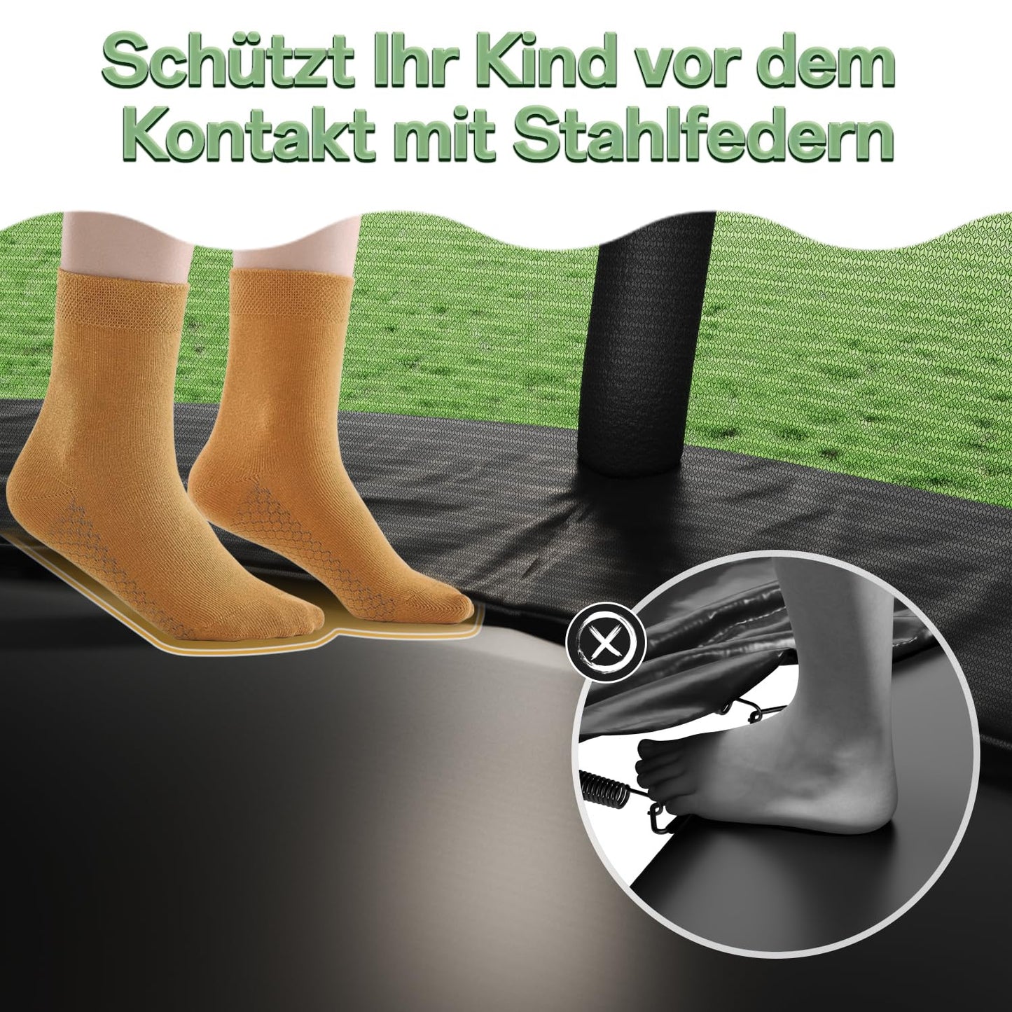 Flamaker Gartentrampolin Ø 427cm GS TÜV - Netz, Bodenanker, wetterfest, rostfrei