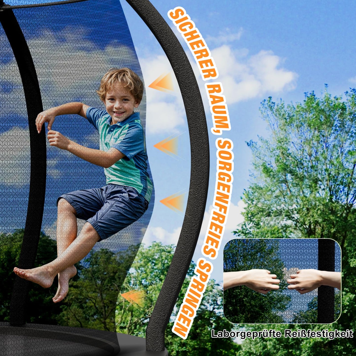 Devoko Trampolin Ø 427cm GS TÜV - Verstärkt, stabil, einteilig für Kinder/Erwachsene