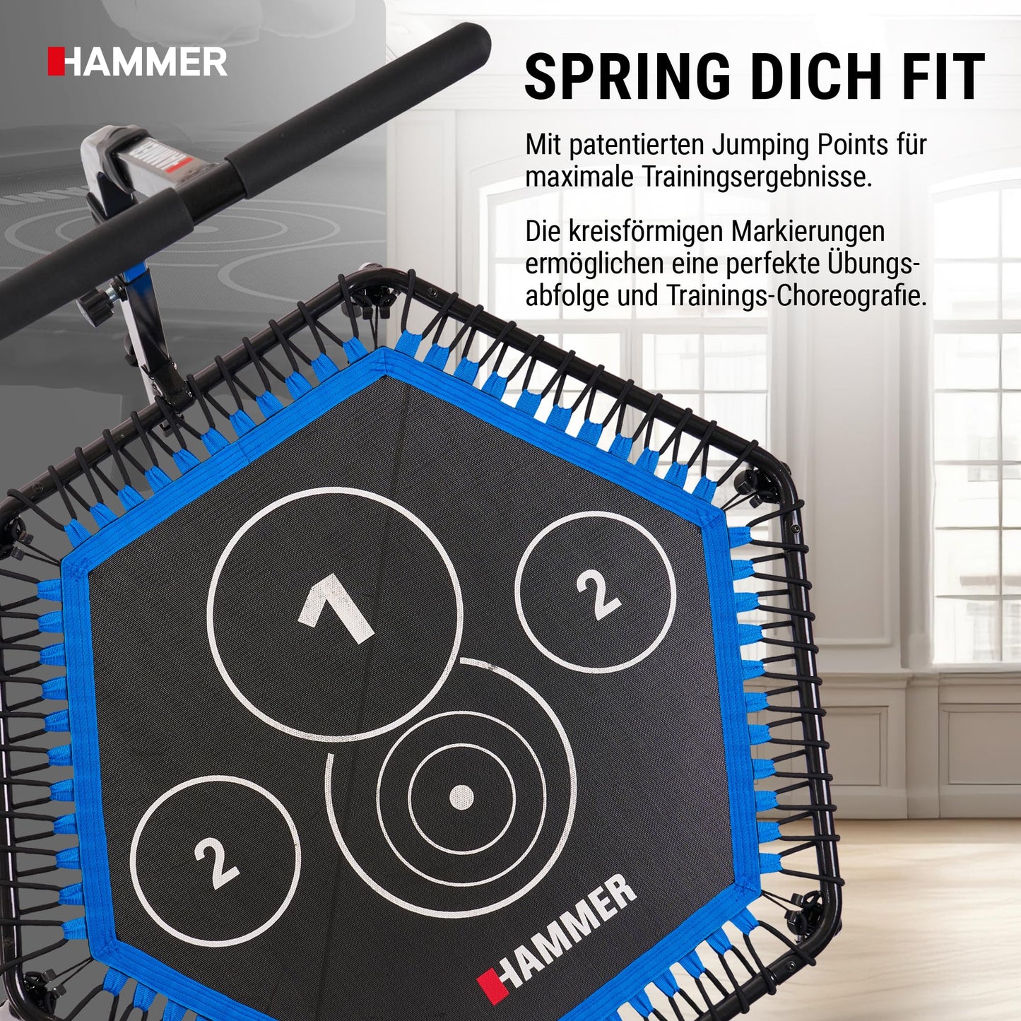 HAMMER Fitness-Trampolin Cross Jump 98cm - Höhenverstellgriff, bis 130kg