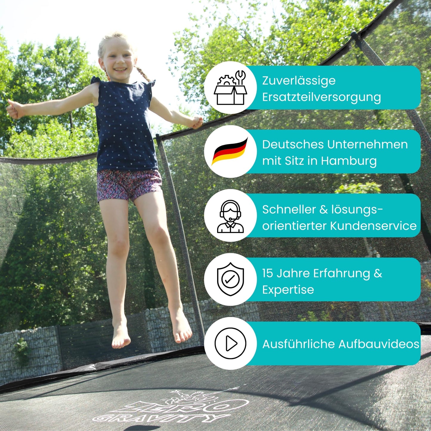 Zero Gravity Oval Trampolin 366x244cm TÜV - Innenliegendes Netz, Komplettset, Leiter