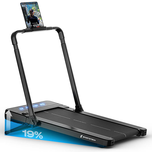 Sportstech sPad1000 Walking Pad - Autom. Steigung bis 19%, LED, App, kompakt, Home Office