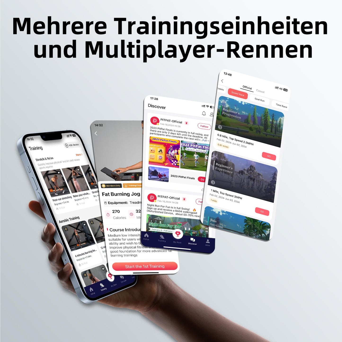 Raceable Walking Pad leise mit LCD & APP - Laufband Schreibtisch, AI Kurse