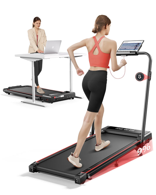4 IN 1 Laufband mit Steigung 12km/h - Klappbar, 2.5HP, Fernbedienung, App, Schreibtisch