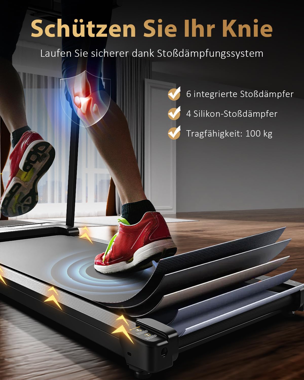 Klappbares Laufband Walking Pad - Elektrisch, bis 10km/h, leise, klein, für Schreibtisch