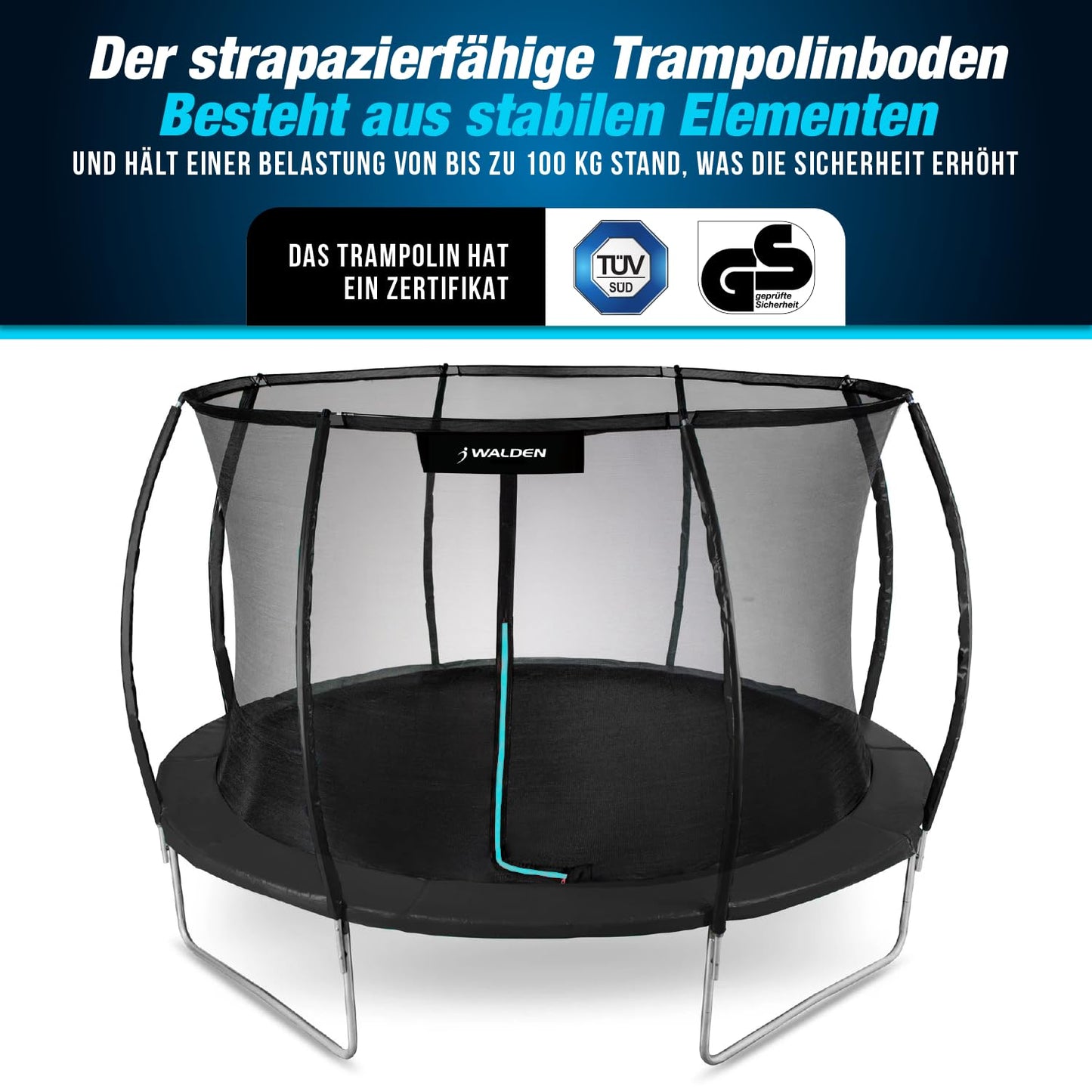 Trampolin Outdoor Ø 244cm GS - Sicherheitszaun, gepolsterte Stangen, bis 100kg