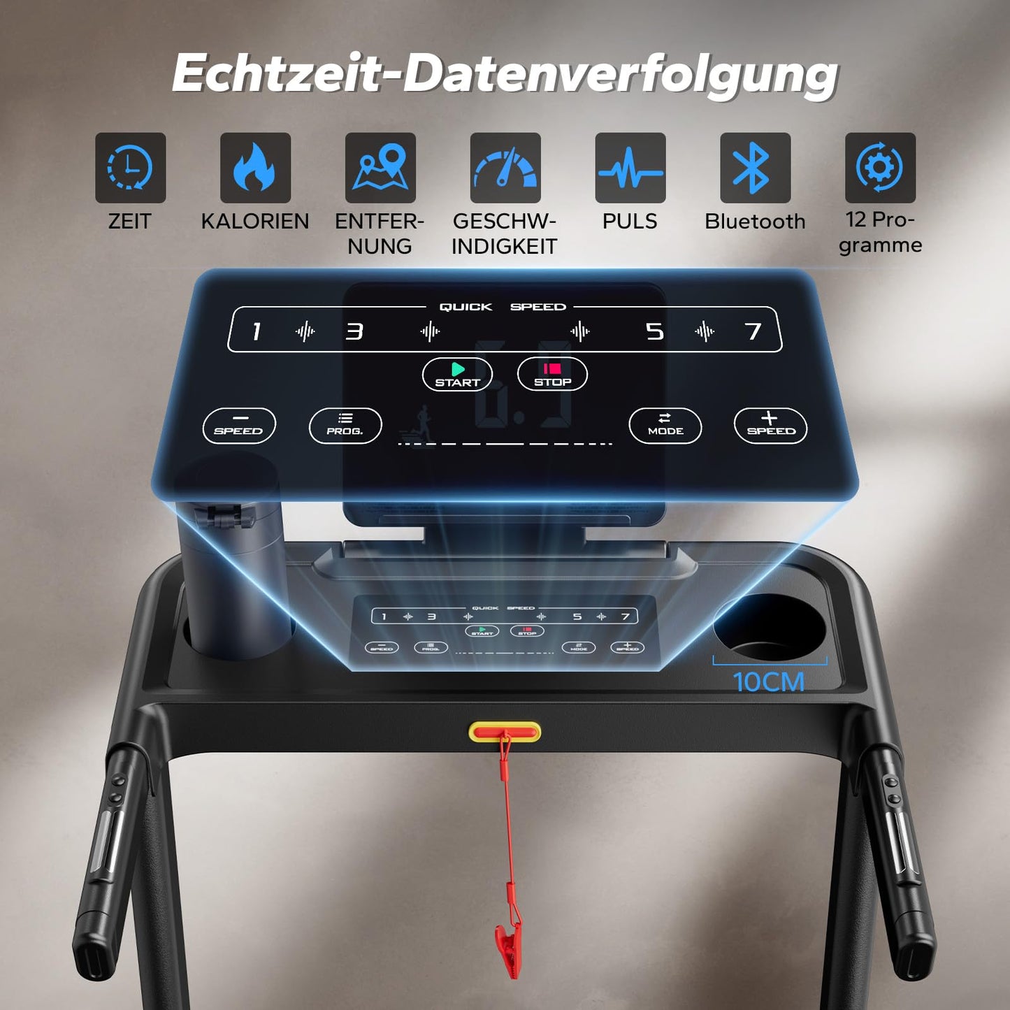 MERACH Laufband mit Auto-Steigung 15% 12km/h - Klappbar, LED, bis 136kg