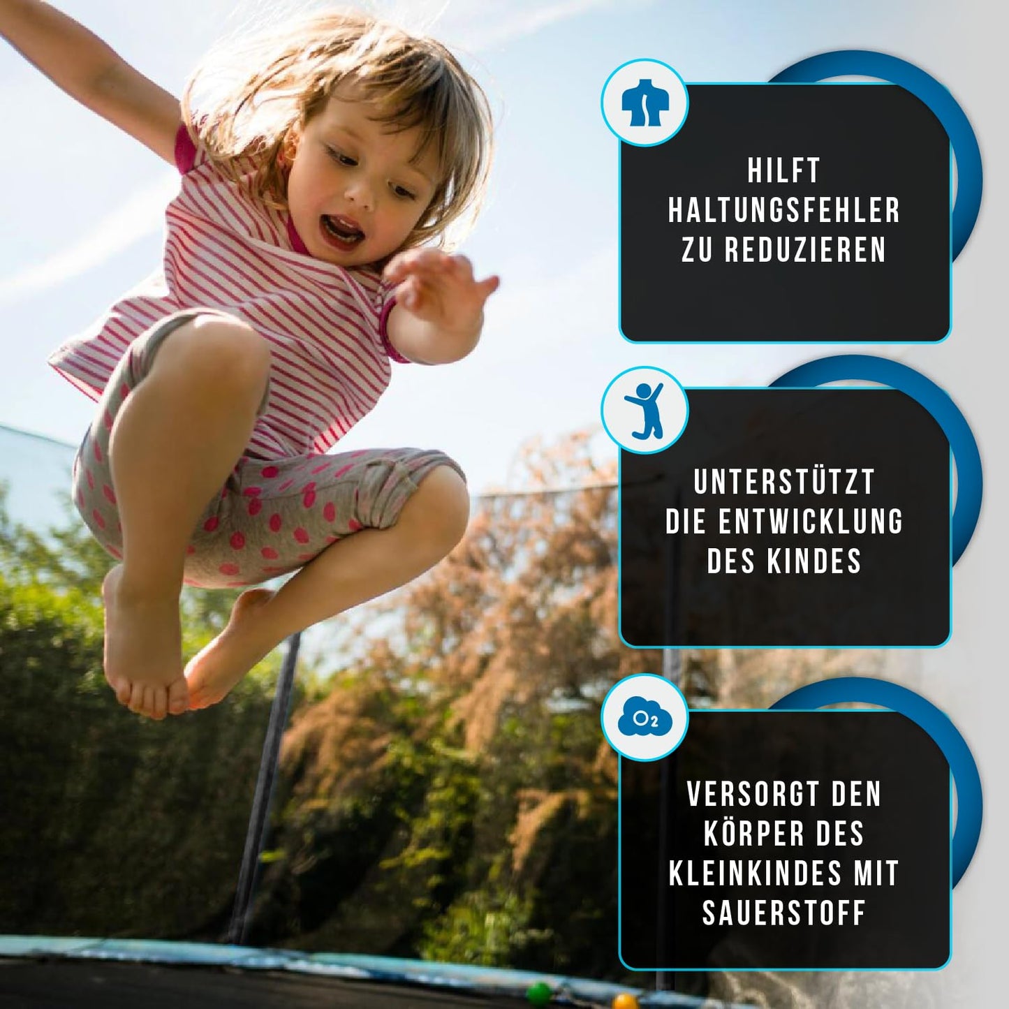 Trampolin Outdoor Ø 244cm GS - Sicherheitszaun, gepolsterte Stangen, bis 100kg