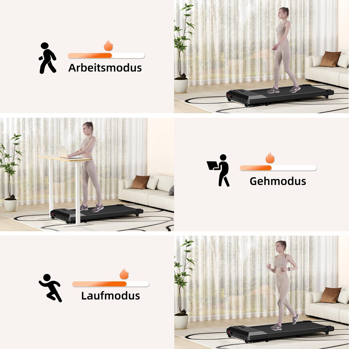 Raceable Walking Pad leise mit LCD & APP - Laufband Schreibtisch, AI Kurse