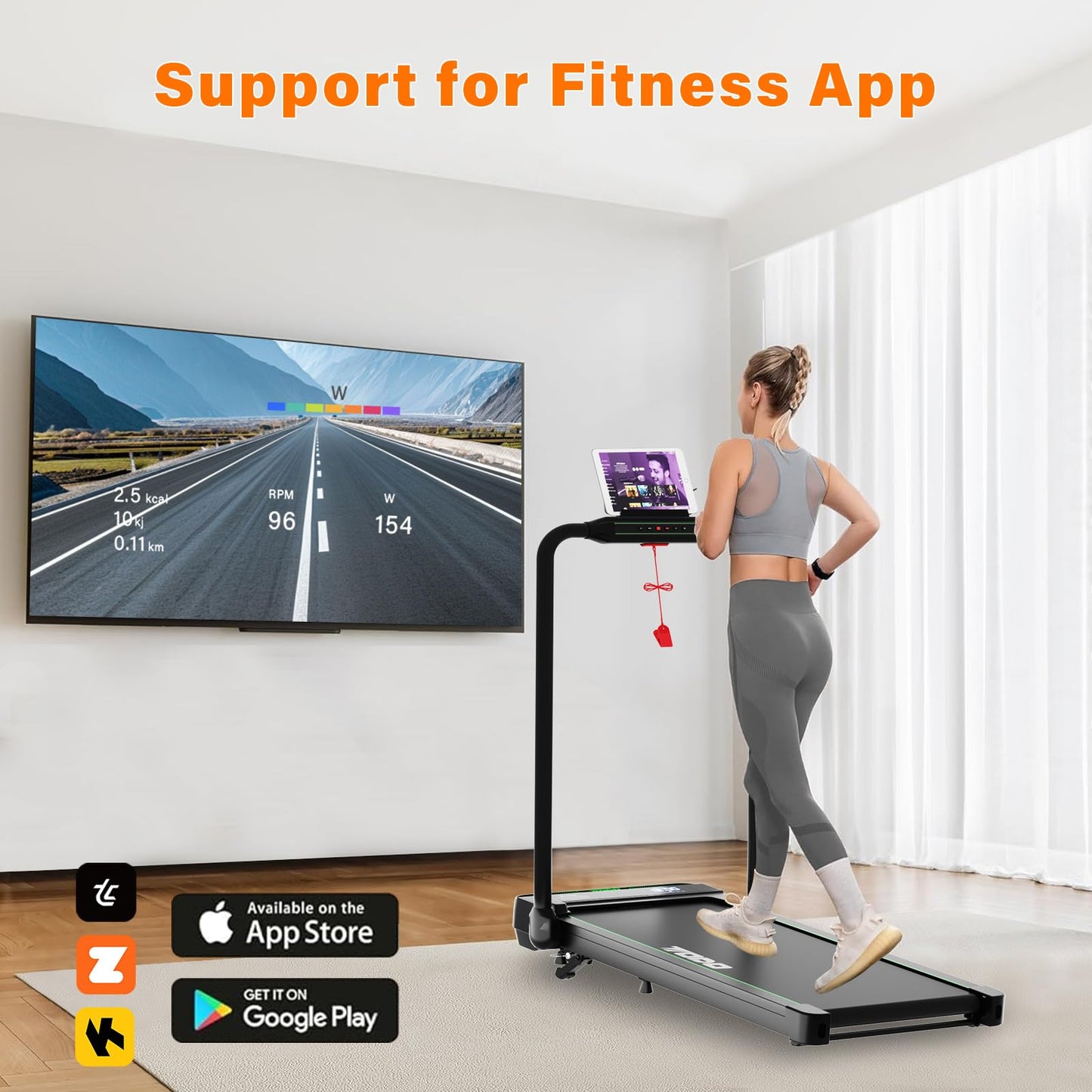 TODO Laufband mit Steigung 1-12km/h - Klappbar, 2.5HP, Fernbedienung, App, LCD