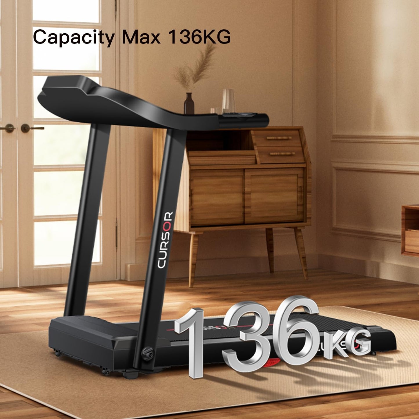 CURSOR FITNESS Laufband 14KM/H Klappbar - Herzfrequenz, APP, 12 Programme, bis 136kg
