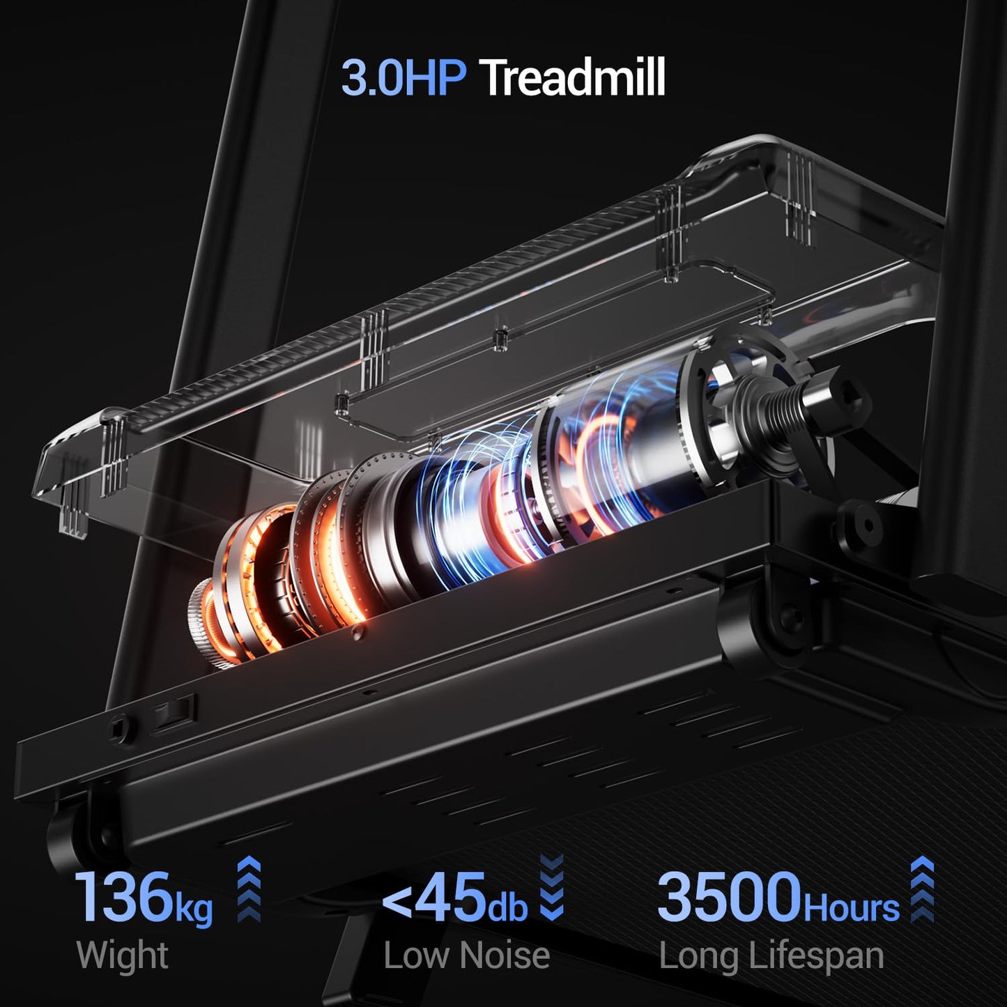 LONTEK Laufband mit 9% Steigung 12km/h - Klappbar, 3.0PS, LED, bis 136kg