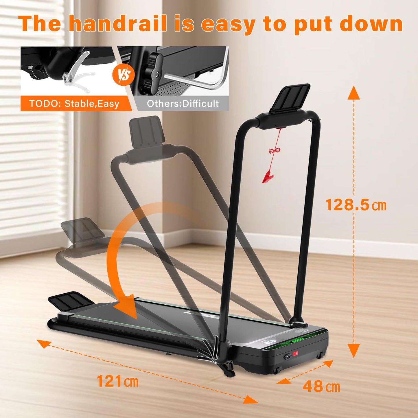 TODO Laufband mit Steigung 1-12km/h - Klappbar, 2.5HP, Fernbedienung, App, LCD