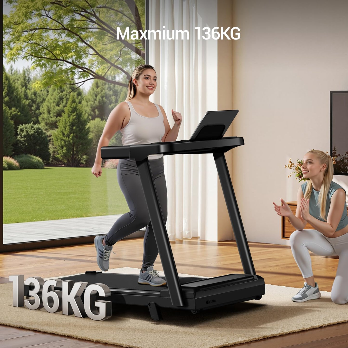 LONTEK Laufband mit 9% Steigung 12km/h - Klappbar, 3.0PS, LED, bis 136kg