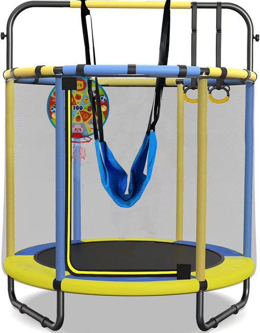 CZCPARY Kindertrampolin mit Basketballkorb & Schaukel - Indoor/Outdoor, Geschenk