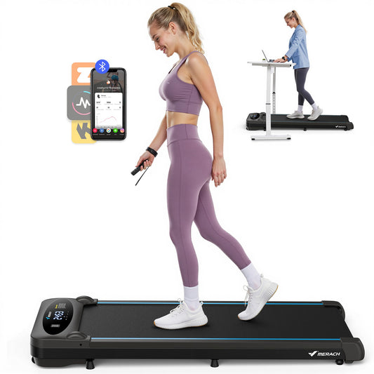 MERACH Walking Pad 3in1 - 1-6km/h, 45dB leise, Fernbedienung, LED, für Schreibtisch