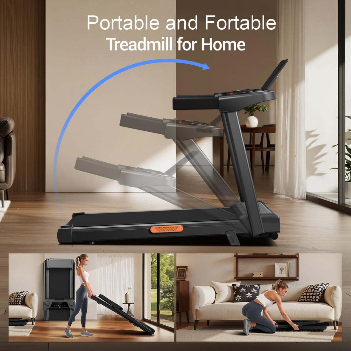 LONTEK Laufband mit 9% Steigung 12km/h - Klappbar, 3.0PS, LED, bis 136kg