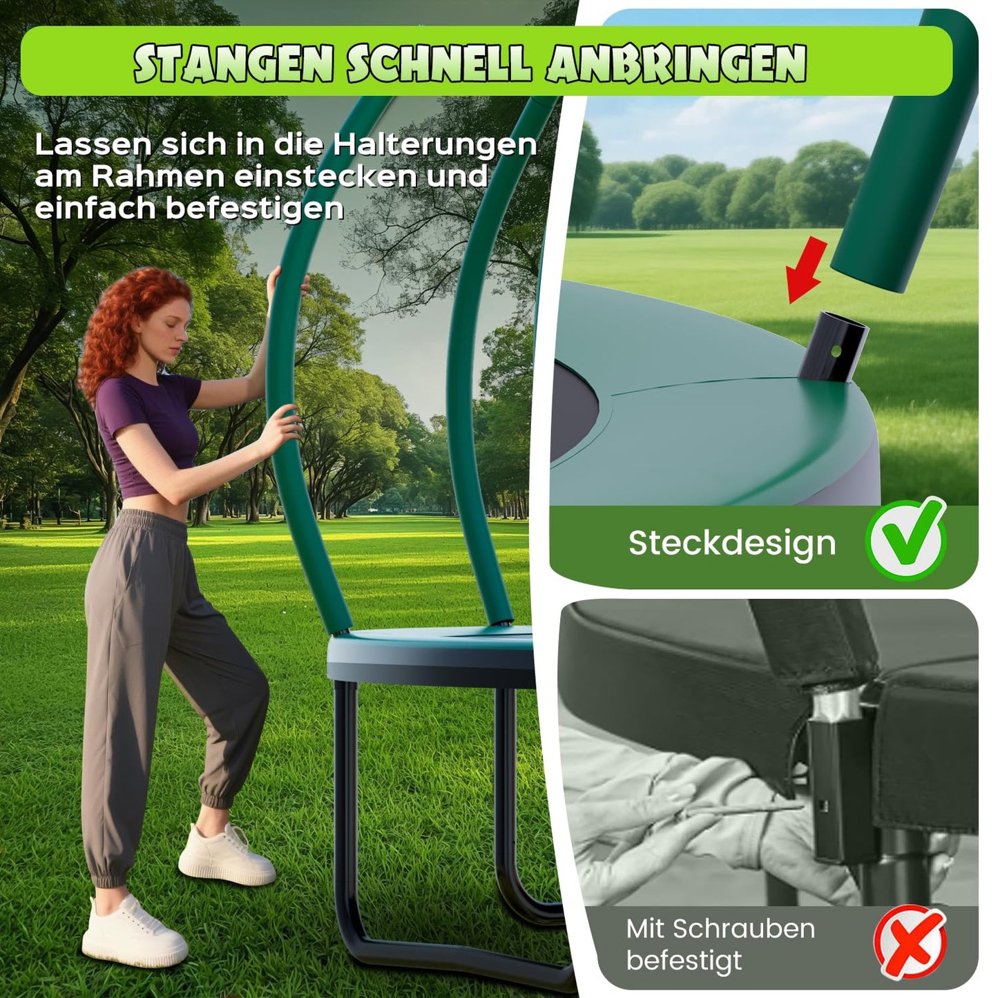 SAIBERTAN Trampolin Ø 366cm EN-71 - Sicherheitsnetz, Leiter, Fäustling, Kürbis-Design