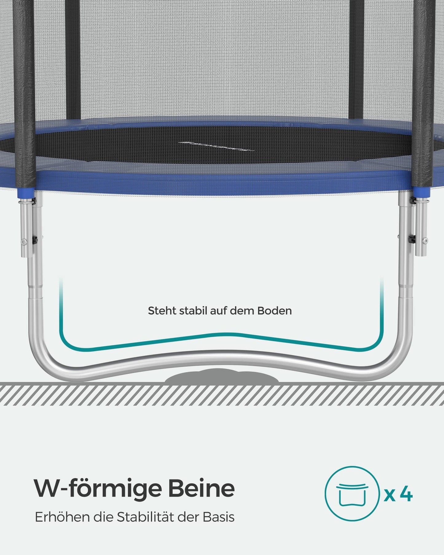 SONGMICS Trampolin Ø 366cm - Sicherheitsnetz, Randabdeckung, Leiter, 180cm Stangen