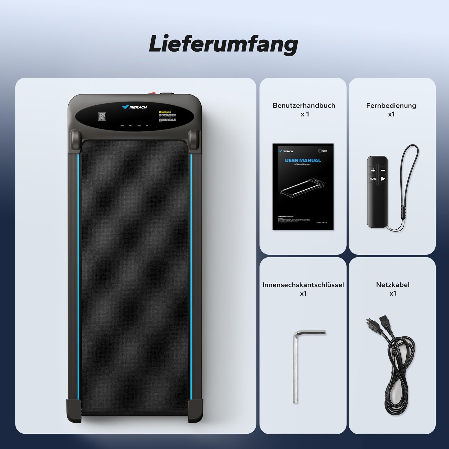 MERACH Walking Pad 3in1 - 1-6km/h, 45dB leise, Fernbedienung, LED, für Schreibtisch