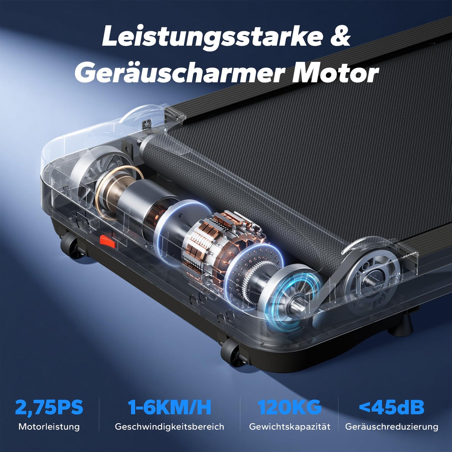 MERACH Walking Pad 3in1 - 1-6km/h, 45dB leise, Fernbedienung, LED, für Schreibtisch