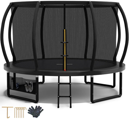 Devoko Gartentrampolin Ø 427cm GS TÜV - Sicherheitsnetz, Leiter, Schuhbeutel