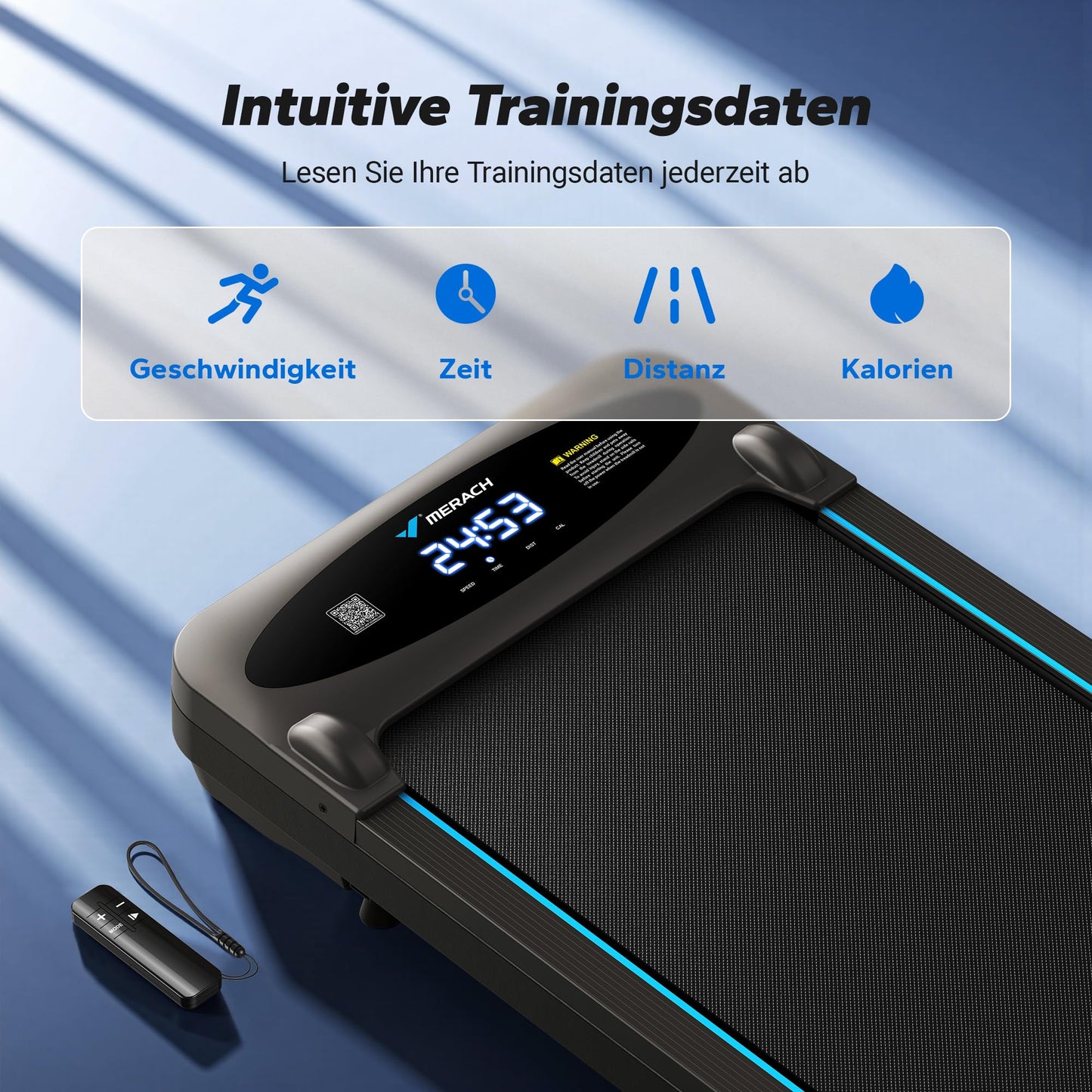 MERACH Walking Pad 3in1 - 1-6km/h, 45dB leise, Fernbedienung, LED, für Schreibtisch
